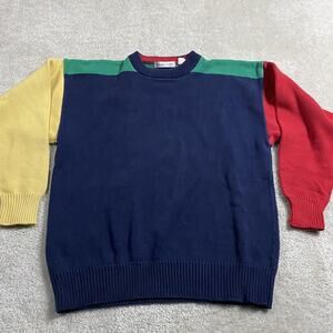 Vintage Royal Knight Sweater Mens L Multicolor Colorblock Knit Crewneck 90s